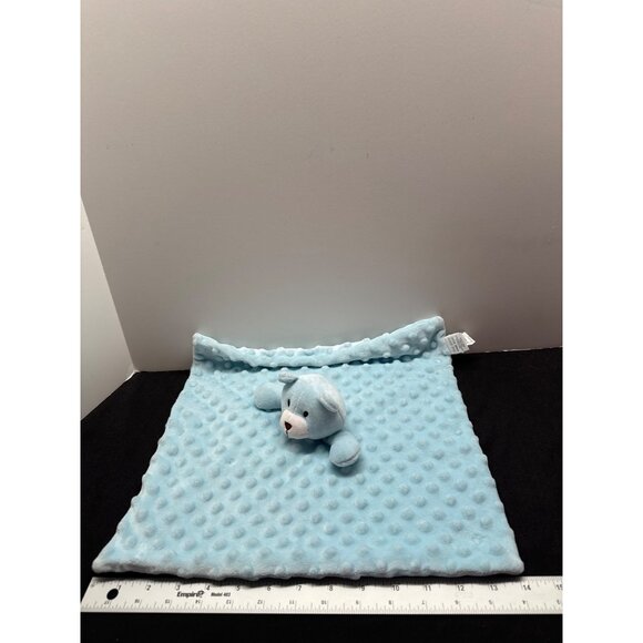 Okie Dokie Baby Blue Plush Bear Security Blanket Raised Minky Dot Nubb Blanket - Picture 5 of 8